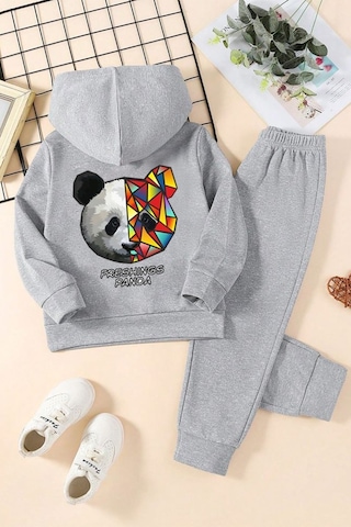 Fyk Kids Panda Baskılı Eşofman Takımı Gri
