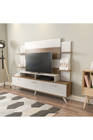 Decorotika Diana Tv Ünitesi Beyaz Ceviz Beyaz - Ceviz