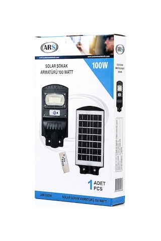 100w - 6500k Solar - Güneş Enerjili Sokak Lambası - Armatür Sensörlü Bahçe-balkon-sokak Ars-348964 Bx40