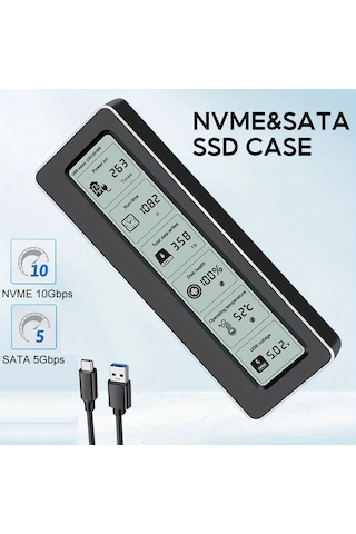 Elmpaly Büyük Ekranlı Sert Disk Sağlık Göstergeli Alüminyum Nvme Ssd Kutusu