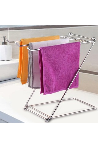 Bosphorusboutique02 Suntek Banyo Havlu Tutucu, Raf Ve Süzgeç Takımı Gümüş