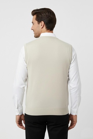 Erkek V Yaka Süveter Çelik Örgü Regular Kalıp Bgl-st04840 Taş