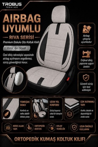 Kia Cerato 2004+ Uyumlu Riva Serisi Tay Tüyü Otropedik Bej Siyah Premium Koltuk Kılıfı