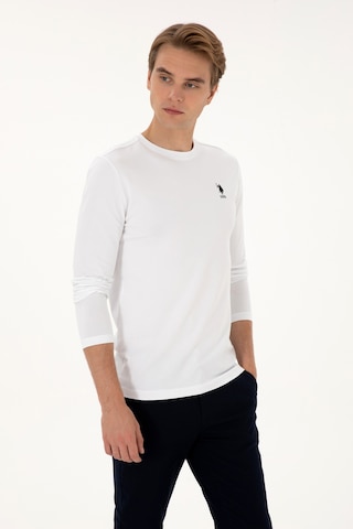 U.S. Polo Assn. Erkek Slim Fit Bisiklet Yaka Beyaz Basic Sweatshirt 50307762-VR013
