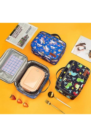 Çocuklar İçin Yalıtımlı Yumuşak Çanta Mini Soğutucu Çanta Okul Dönüşü Yalıtımlı Öğle Yemeği Çantası Seti Kızlar, Erkekler Ve Dinozorlar İçin --