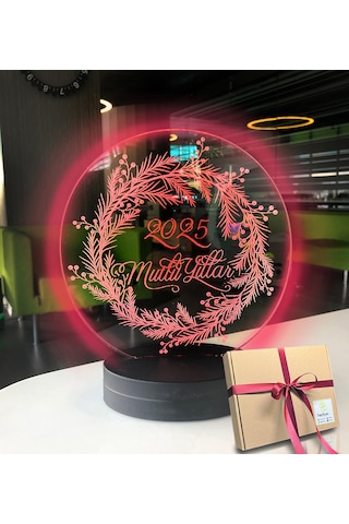 Yılbaşı Konseptli 2025 Oval 3d Led Gece Lambası