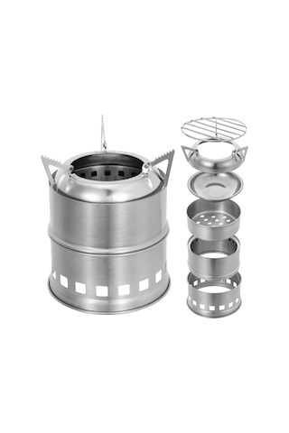 Taşınabilir Paslanmaz Çelik Hafif Odun Sobası Alkol,y27179 Gümüş