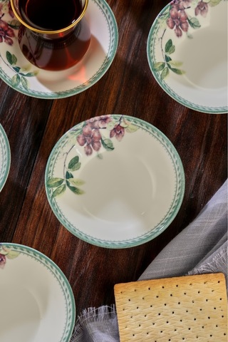 Cooker 6'lı Desenli Porselen Çay Tabağı Mor