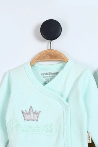 Prenses Desenli Müslin Kız Bebek Hastane Çıkışı Bebek Kıyafetleri Yenidoğan Hastane Çıkış Seti 5 Li Su Yeşili