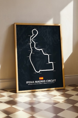Madrid F1 Pisti Ahşap Çerçeveli Tablo Madrid Gp Yarış Poster