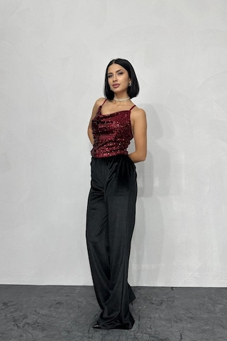 Ahes Shopping Bordo Askılı Degaje Bluz Bordo