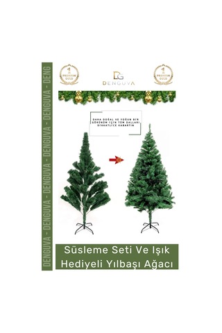 Noelpaketi Kaliteli Sık Yapraklı Plastik Ayaklı Şık Dekoratif Çam Ağacı Noel Paketi 110 Cm 110 Dal Standart