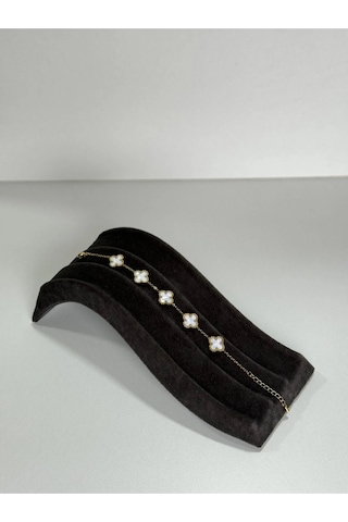 T-blk-02 Gold İçi Beyaz Gonca Bileklik 001