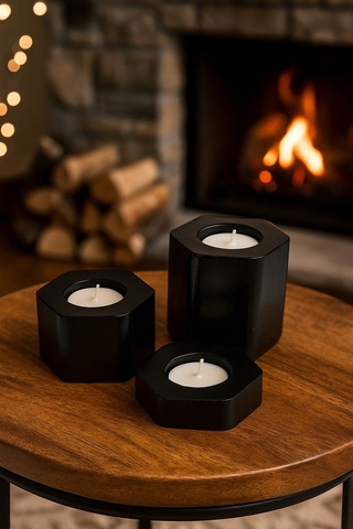 Dekoratif Tealight Mumluk Siyah Tealight