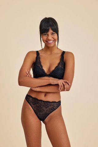 Roma Siyah Dantelli Slip Külot Siyah