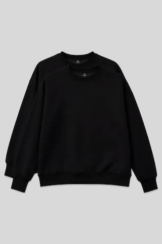 Tommy Life Basic Oversıze O Yaka 2li Paket Siyah Kadın Sweatshirt - 97053