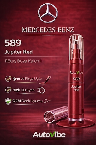 Mercedes-benz Rötuş Boyası Ve Rötuş Çeliği Seti Kalemi 589 Jupiter Red