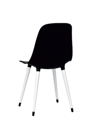 Vilinze Eames Beyaz Ahşap Ayak Plastik Siyah Sandalye