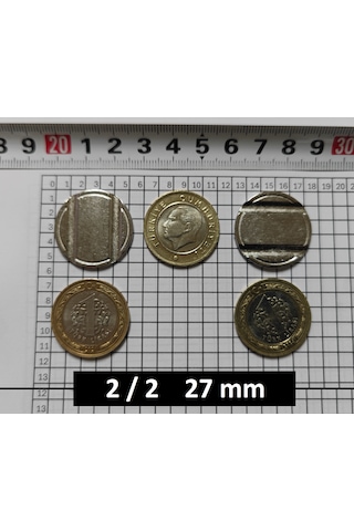 100 Adet 2/2 Çeltikli 27/2 Mm Oyun Makineleri & Langırt Jetonu