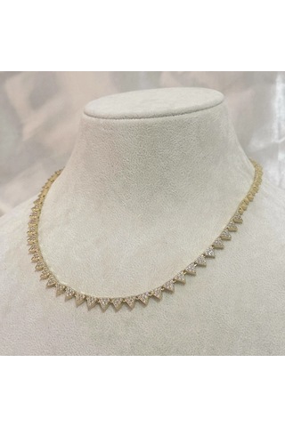 Vıp Seri Zirkon Taşlı Üçgen Kolye Gold Gold