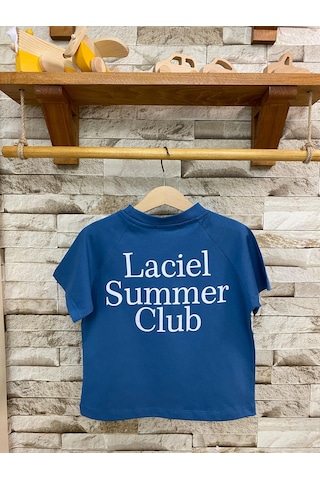 Laciel Paris Summer Clup Oversize Çocuk Tişört Petrol Mavi