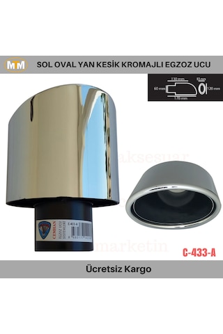 Carmind Sağ Oval Yan Kesik Kromajlı Egzoz Ucu C-433a