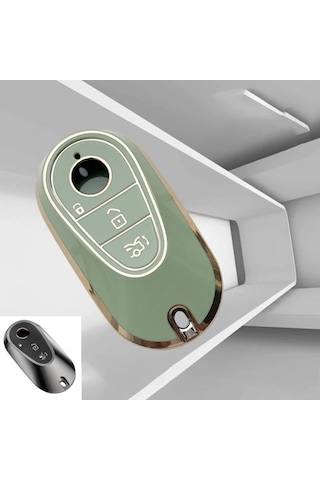 Mercedes Uyumlu Benz Anahtarlık Yeşil Gold Detaylı Anahtar Kılıfı Tpu