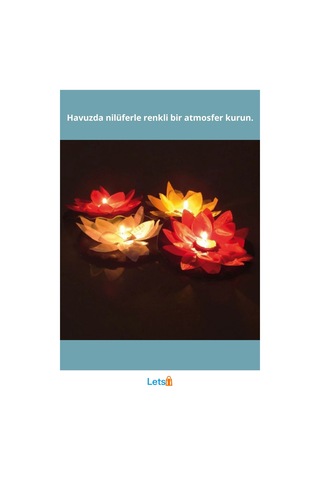 Nilüfer Su Çiçeği Su Feneri T Light Mumlu Dekoratif 1 Adet