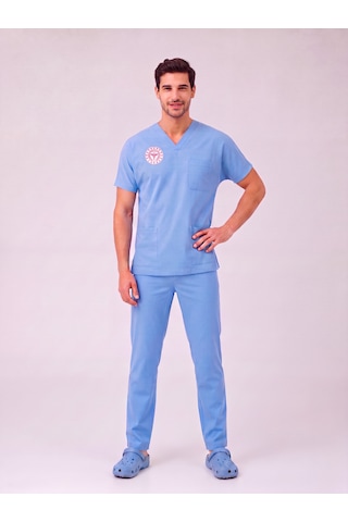 Doktor Ve Hekim Forması Scrubs Likralı Takım Sağlık Bakanlığı Uyumlu-alaskan Blue