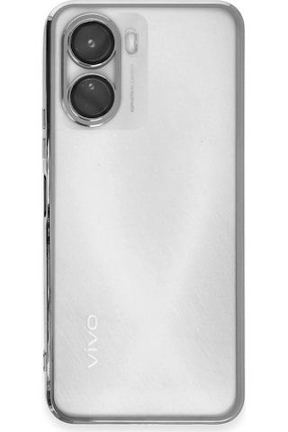 Gld-spt- Newface Vivo Y16 Kılıf Razer Lensli Silikon - Gümüş