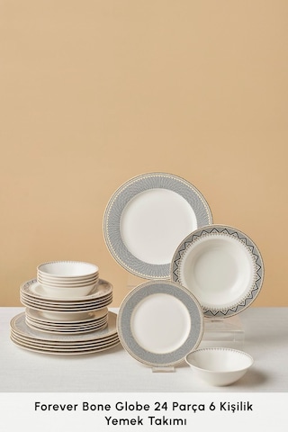 Karaca  Forever Bone Globe 24 Parça 6 Kişilik Yemek Takımı