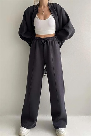 Neşeli Butik Kadın Kışlık Alt Üst Eşofman Takımı Nb0022 - Antrasit Antrasit