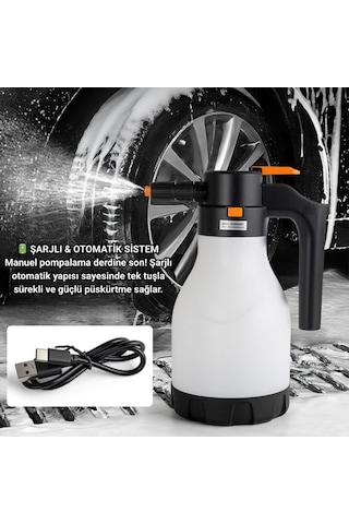 Polham 2 Litre Şarjlı Otomatik Yüksek Basınçlı Araç Yıkama Köpük Püskürtücü El Pompası, Çok Amaçlı Köpük Pompası