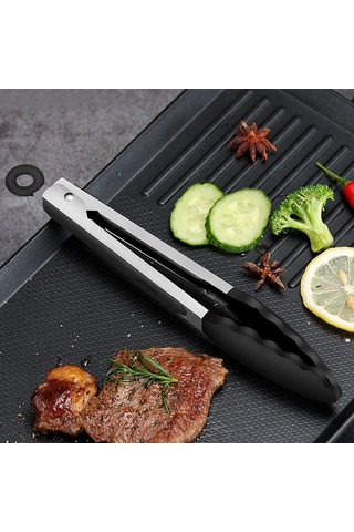 Tenfowee Yeşil 7 İnç Silikon Uçlu Mutfak Kolu - 230 C Isı Dayanıklı Paslanmaz Çelik - Yemek Pişirme Ve Servis İçin Anti Kayma Yeşil