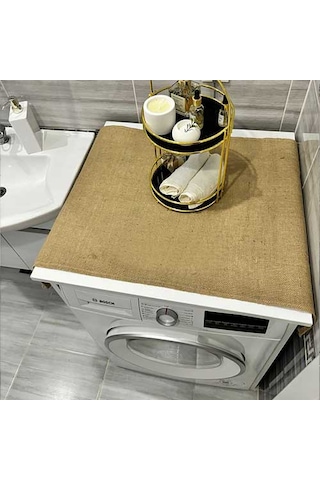 Laundry Duck Keten Su Geçirmez Ve Kirlenmez Çamaşır Makinesi - Buzdolabı - Bulaşık Makinesi Örtüsü Naturel - Kahverengi
