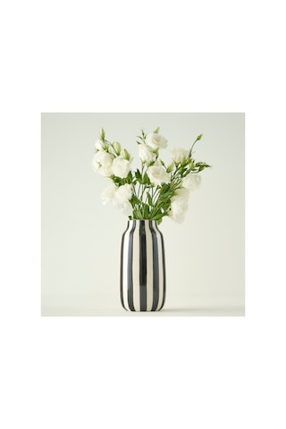 Bella Maison Rise Stoneware Vazo Siyah-beyaz 14x14x26 Cm Siyah-beyaz