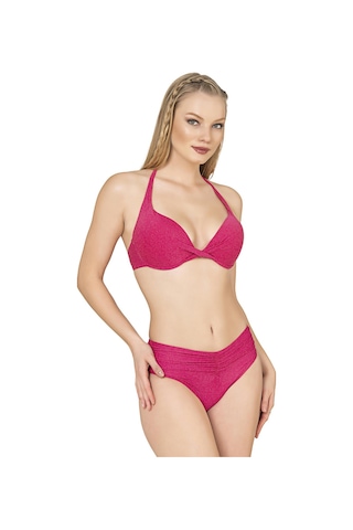 Endeep Kadın Büzgü Detaylı Destekli Pembe Bikini Takımı Pembe