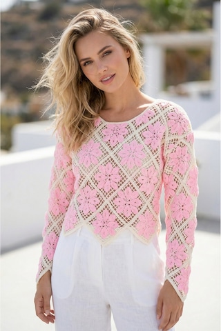 Sayzen Your Shine Çiçek Desenli Dantel Işleme Crop Sayzen Çiçek Desenli Dantel Işleme Crop Pembe