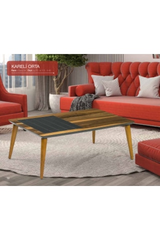 Orta Sehpa Osm Kareli Model Parlak Ceviz Gri Kayın Ince Torna Ay