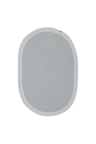 Cool Halı Glenn Gri Krem Oval Pamuklu Kilim El Dokuması Örgü Çift Taraflı Yıkanabilir Mutfak Kilimi