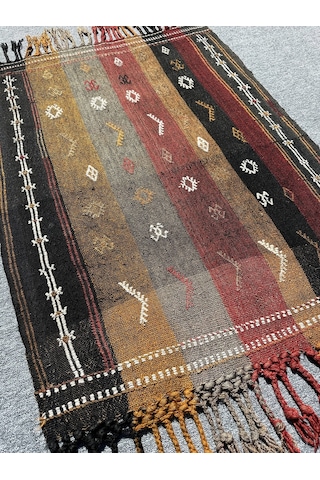 Burak Halı El Dokuma Dekoratif Kilim 92 x 123 Kök Boya Kiremit Kırmızı