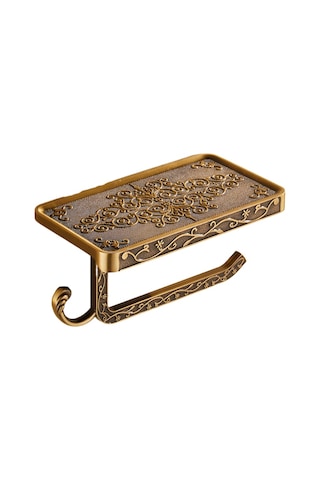 Moveevo Klasik Stil Duvar Tipi Tuvalet Kağıdı Dispenseri - Uzay Alüminyum, Telefon Rafı, Delme Yok Kurulum, Banyo Organizasyon Aleti Altın