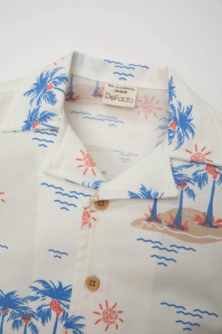 DeFacto Erkek Bebek Apaş Yaka Twill Palmiye Desenli Kısa Kollu Gömlek C9193A524SMER42 Ekru