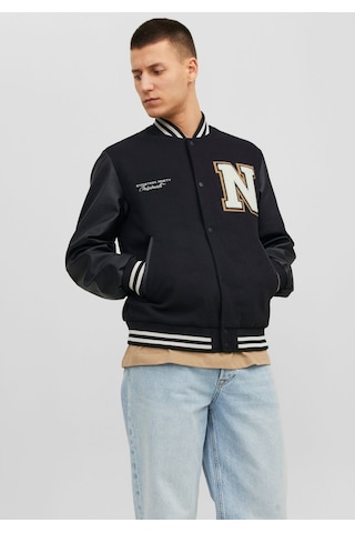 Jack & Jones Harf İşlemeli Bomber Ceket - College 12241559 Black Siyah