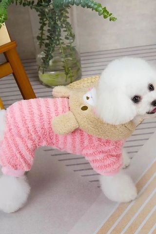 Caş Dekorasyon Pembe Renk Ayıcıklı Peluş Xxl Köpek Tulum