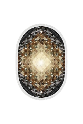 Eko Trend Djt 2 Li Yıkanabilir Kaymaz Taban Oval Banyo Paspas Klozet Takımı 759 Patchwork Siyah 60 X 100 - 50 X 60
