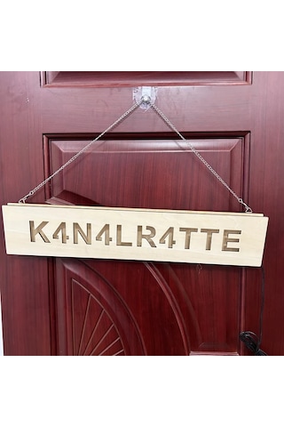 Willowhaven 1 Adet Font 6 15.75x3.15 İnch Usb Led Oyuncu Isimli Duş Lamba Oda Aydınlatma Hediye Ahşap