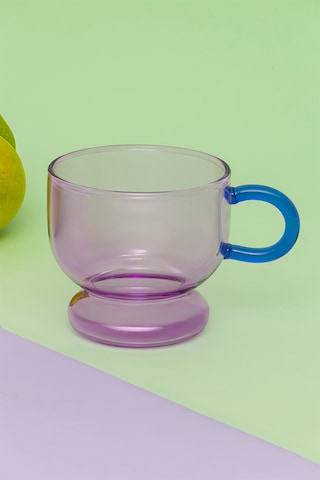 Glass In Love Renkli Kulplu Cam Bardak - Pembe