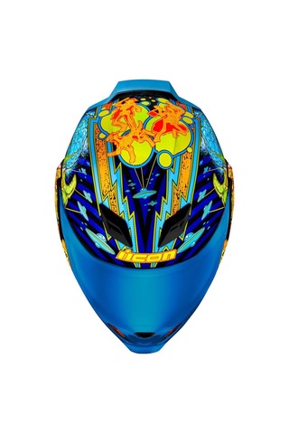 Icon Airflite Bugoid Blitz Kapalı Kask Mavi Yeşil Turuncu Mavi