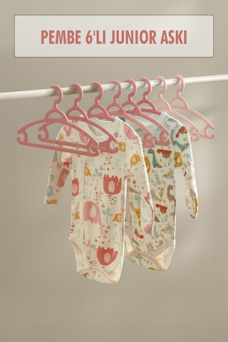 6 Lı Bebek Askısı & Bebek Gardırop Askısı Pembe Set Pembe